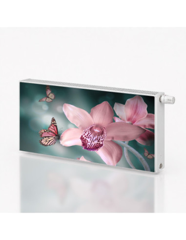 Magnetická fólie na radiátor Orchidej s motýlem | Magnetická fólie na míru
