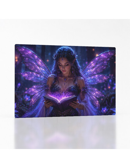 Kouzelné puzzle Hnědovlasá víla čtoucí knihu v kouzelném lese | Bydleníutulné.cz